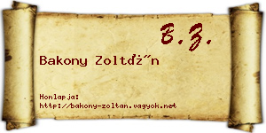 Bakony Zoltán névjegykártya
